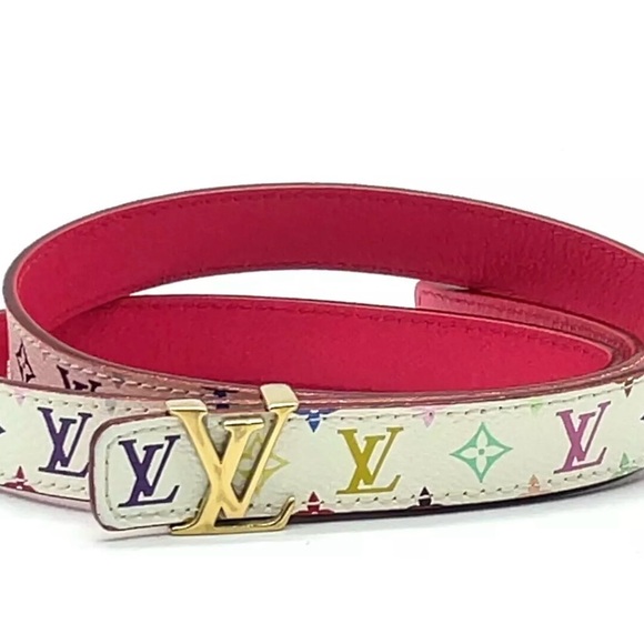 ✨🛍️ Louis Vuitton x Takashi Murakami White Multicolor Initiales Belt - Picture 1 of 4